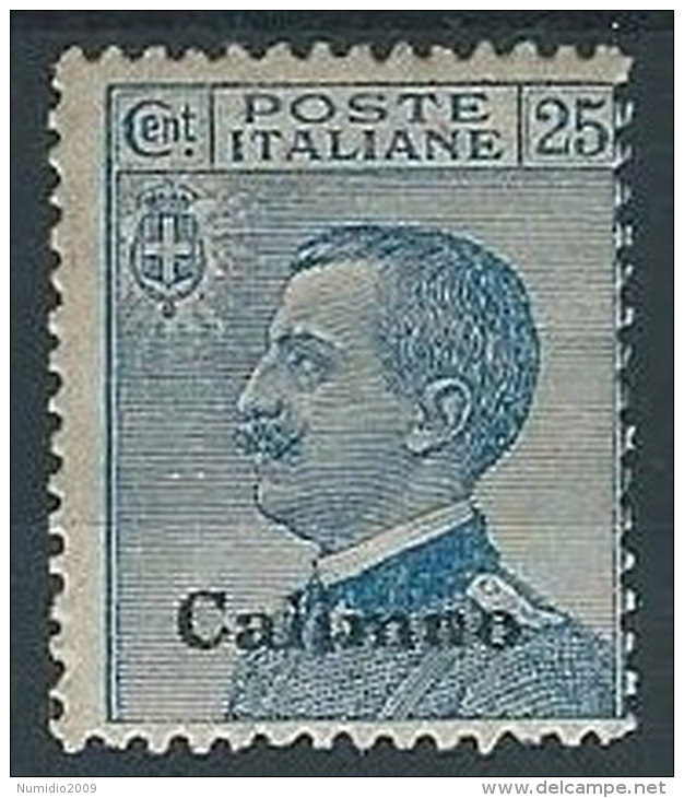 1912 EGEO CALINO EFFIGIE 25 CENT MH * - W073 - Egée (Calino)