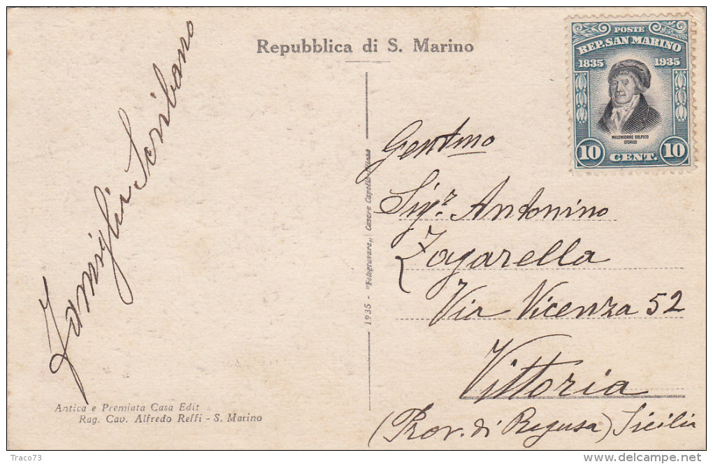 REP. SAN MARINO /  VITTORIA (RG)  - Card _ Cartolina -  Cent. 10 Senza Annullo - Covers & Documents