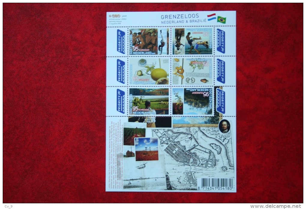 Grenzeloos Nederland-Brazilie Sheet B NVPH V2658-2663b 2658 2009 POSTFRIS / MNH ** NEDERLAND / NIEDERLANDE / NETHERLANDS - Unused Stamps