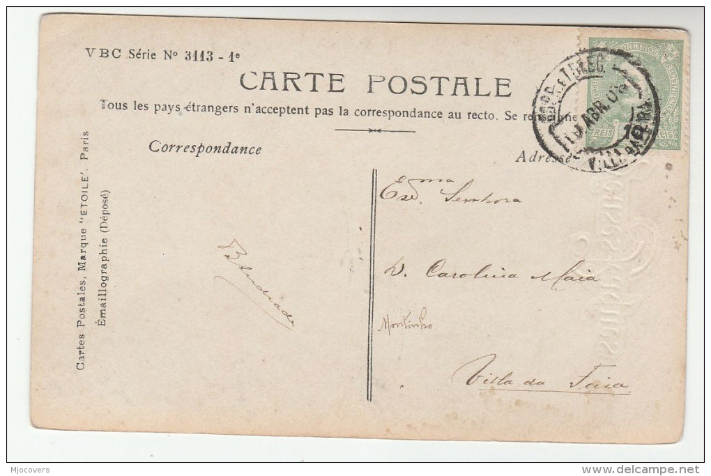 1908 PORTUGAL Stamps COVER (emaillographie Postcard Lady,  Easter Greetings) - Storia Postale