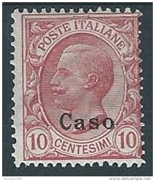 1912 EGEO CASO EFFIGIE 10 CENT MH * - W079 - Egeo (Caso)