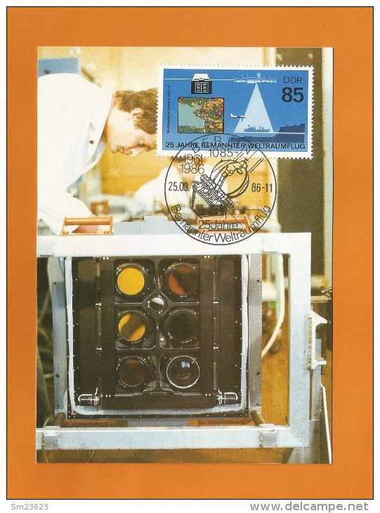 DDR 1986  Mi.Nr. 3008 , 25 Jahre Bemannter Weltraumflug - Maximumkarte - 25.03.1986 - - Cartes-Maximum (CM)
