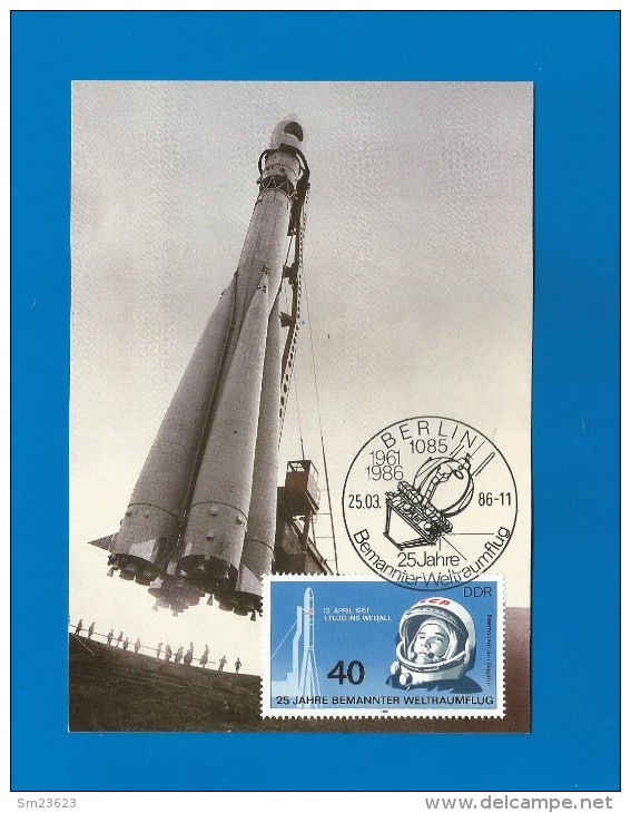 DDR 1986  Mi.Nr. 3005 , 25 Jahre Bemannter Weltraumflug - Maximumkarte - 25.03.1986 - - Maximumkarten (MC)