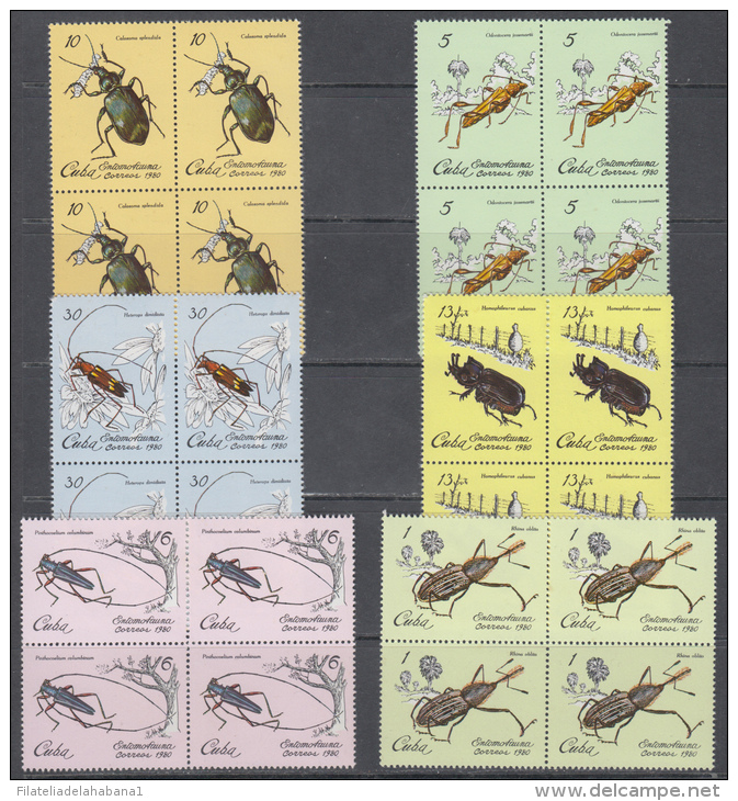 1980.11  CUBA MNH. 1980. BLOCK 4. ENTOMOFAUNA  INSECT WILD LIFE. COMPLETE SET - Unused Stamps