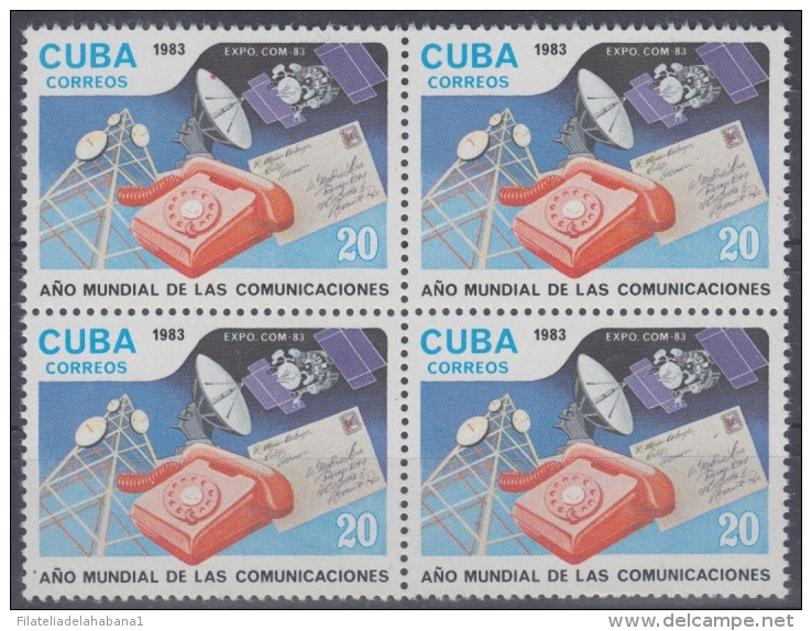 1983.22 CUBA MNH. 1983. BLOCK 4. AÑO MUNDIAL DE LAS COMUNICACIONES  WORLD YEAR OF COMMUNICATIONS. TELEFONO. TELEPHON  CO - Ongebruikt