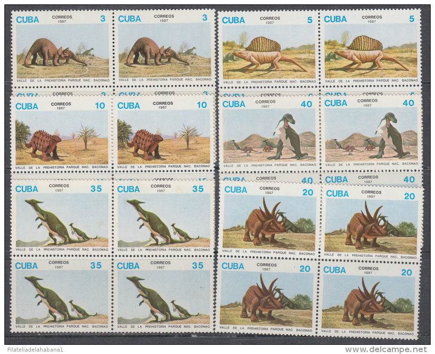 1987.10 CUBA MNH. 1987. BLOCK 4. DINOSAUR. DINOSAURIO. VALLE DE LA PREHISTORIA PARQUE NACIONAL PREHISTORIC VALLEY COMPLE - Neufs