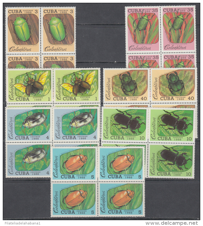 1988.29 CUBA MNH. 1988. BLOCK 4. COLEOPTEROS.INSECTOS . INSECTS. Coleopteran COMPLETE SET - Nuevos