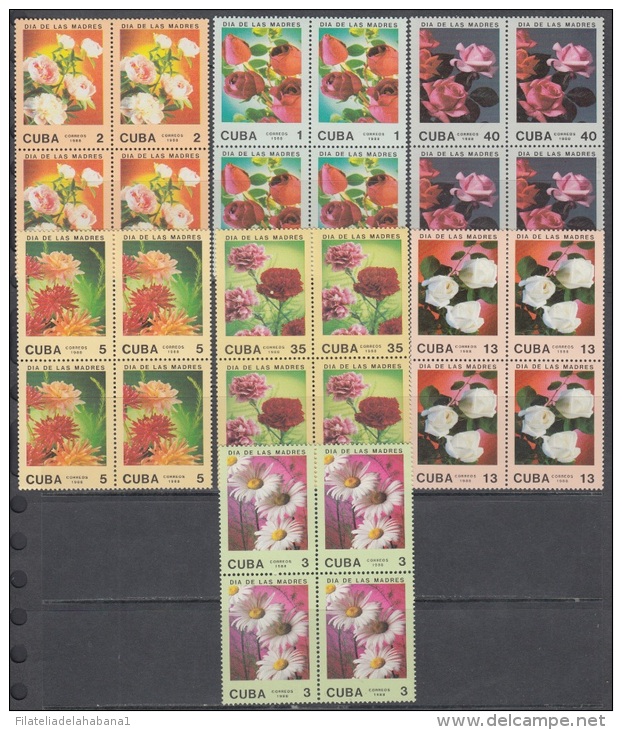 1988.30 CUBA MNH. 1988. BLOCK 4. DIA DE LAS MADRES. FLORES  DAY MOTHERS .FLOWERS COMPLETE SET - Unused Stamps