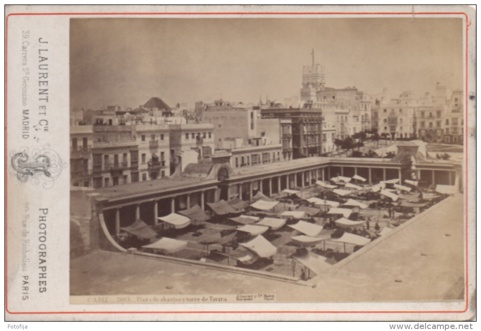 J . LAURENT ET CIA CADIZ PLAZA DE ABASTOS Y TORRE TAVIRA - Ancianas (antes De 1900)