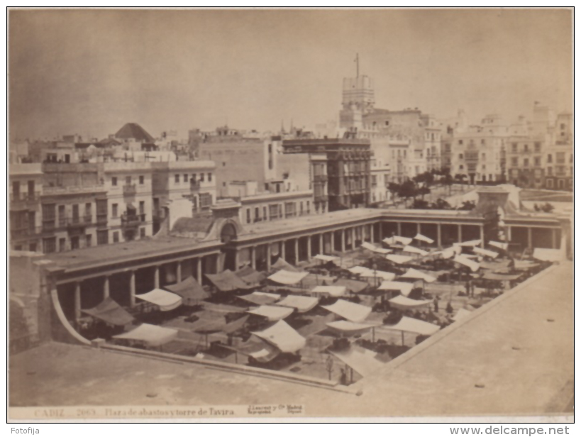 J . LAURENT ET CIA CADIZ PLAZA DE ABASTOS Y TORRE TAVIRA - Ancianas (antes De 1900)