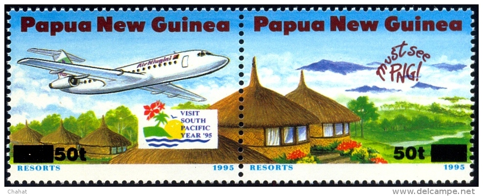 TOURISM-RESORTS-SETENANT PAIR-PNG-UPRATED-MNH-468 - Hôtellerie - Horeca