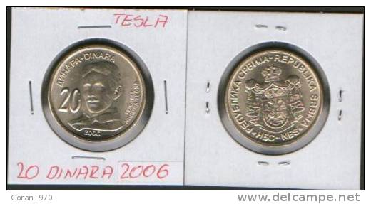 SERBIA 20 DINAR 2006 UNC NIKOLA TESLA - Servië