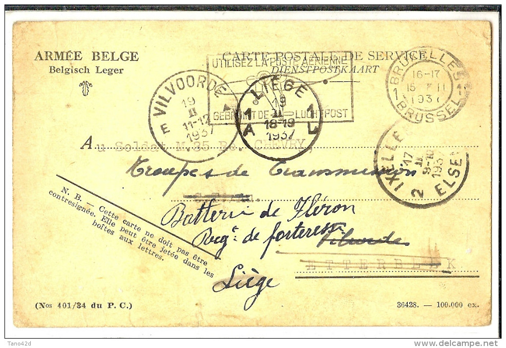 LACH- BELGIQUE CARTE DE FM DE NOVEMBRE 1937 VOIR TEXTE AU VERSO - Franchise