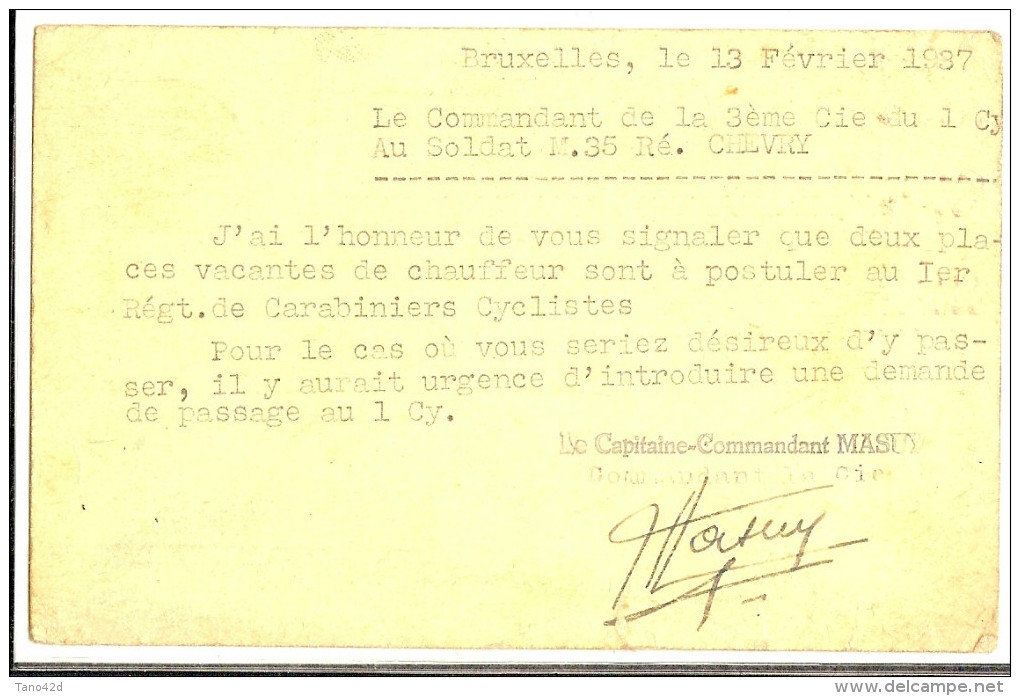 LACH- BELGIQUE CARTE DE FM DE NOVEMBRE 1937 VOIR TEXTE AU VERSO - Franchise