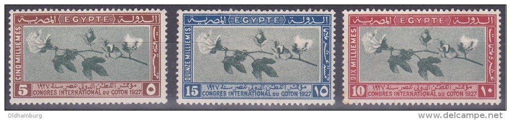1345o: Ägypten 1927, Serie Baumwollkongreß *, Mi. 11.- - Textil