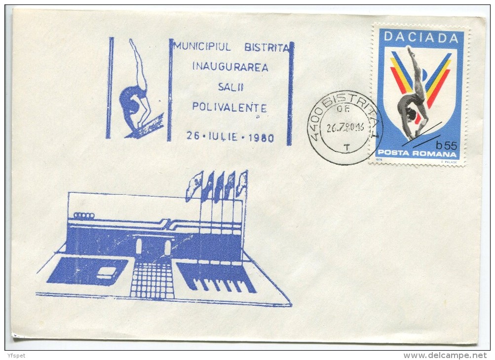 Romania- Mi. No. 3542  On Cover - (Opening Of The New Sportshall)  Postmark Bistrita - Gymnastik