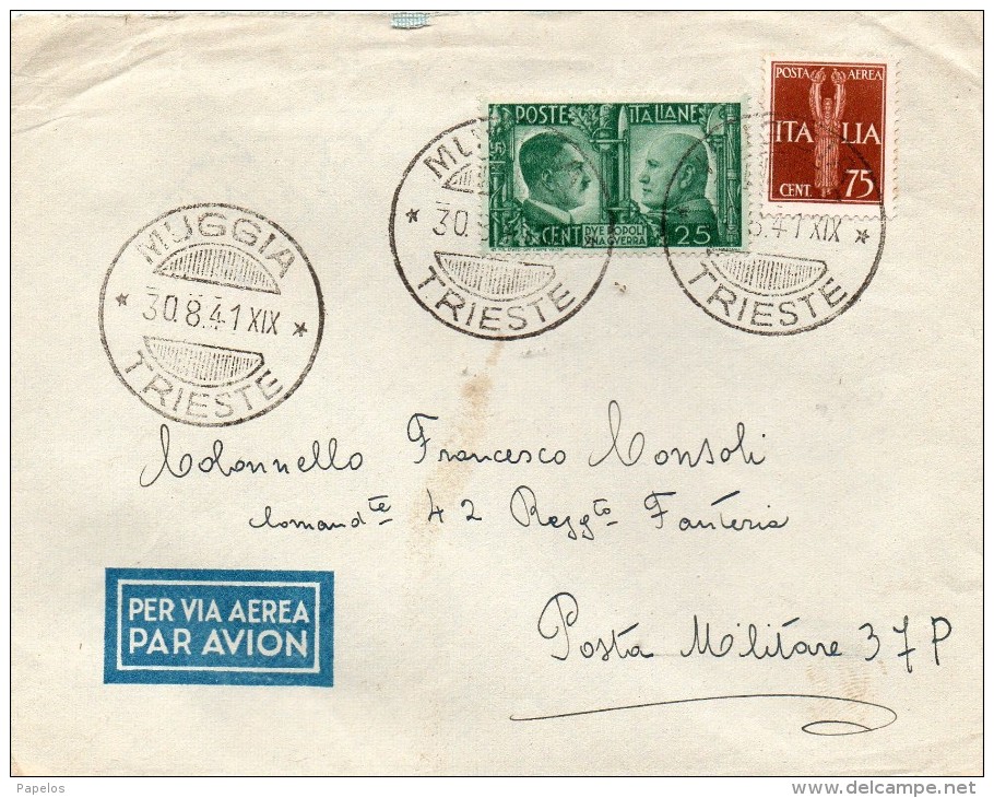 1941  LETTERA POSTA MILITARE CON ANNULLO MUGGIA TRIESTE - Marcophilia (AirAirplanes)