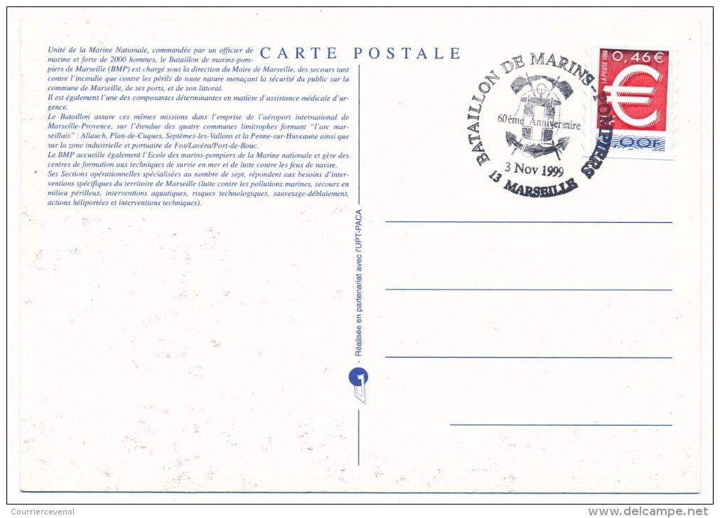 3 CPM + 3 enveloppes "60ème Anniversaire du Bataillon de Marins Pompiers" MARSEILLE 1999