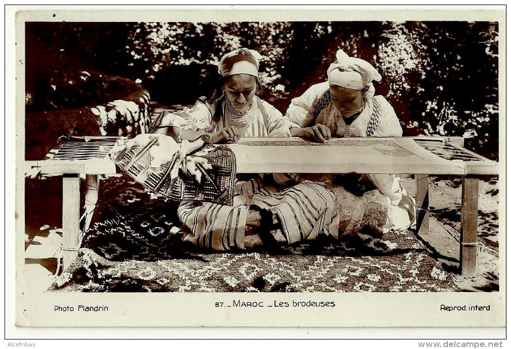 Maroc CPA Photo Les Brodeuses Animation Metier Tradition Ethnologie - Other & Unclassified