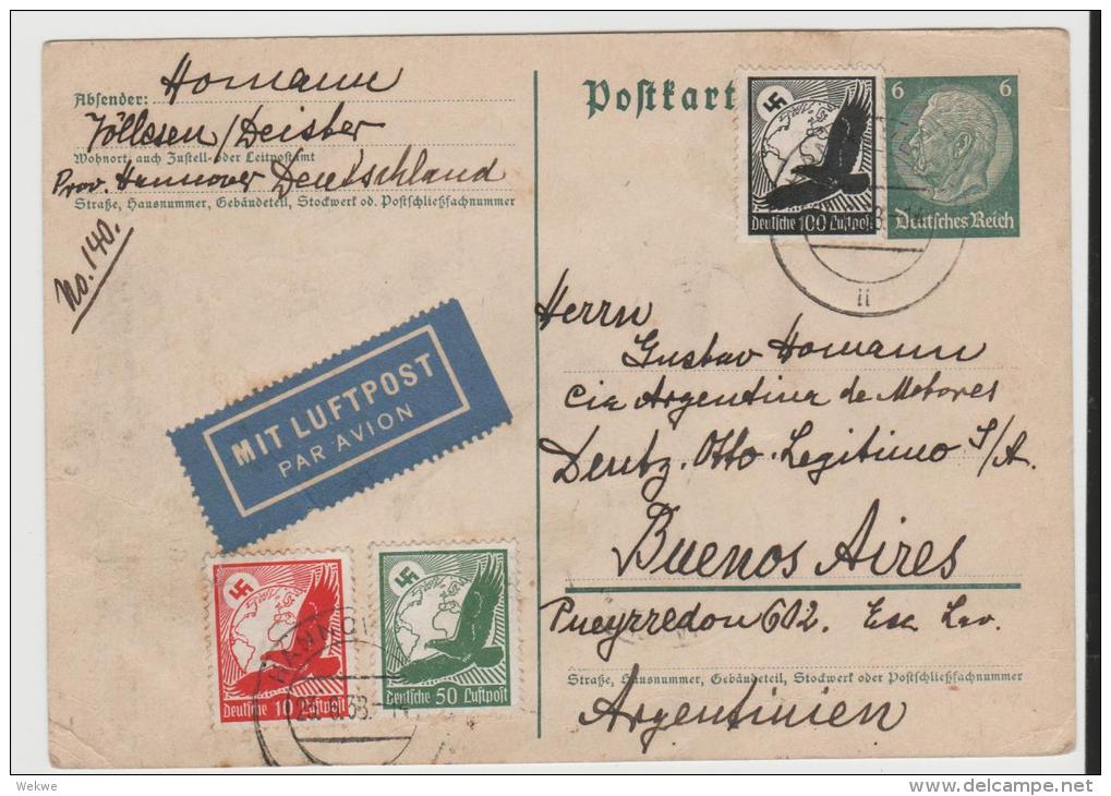 III-GA381/ Per Luftpost Hannover - Argentinien 1938 - Lettres & Documents