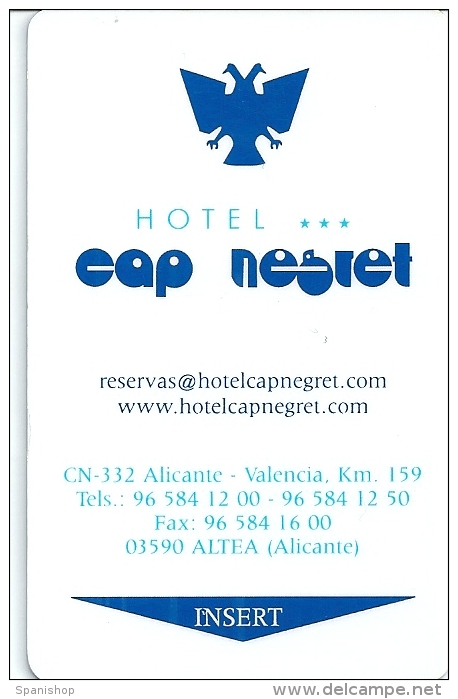 HOTEL CAP NEGRET, MUNDOMAR DOLPHINS IN REVERSE, Llave Clef Key Keycard Karte - Etiketten Van Hotels