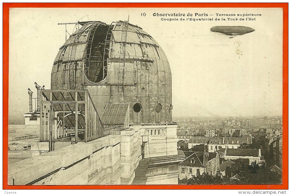 CPA 75014 PARIS - OBSERVATOIRE Terrasse Supérieure - Coupole Equatorial De La Tour De L' Est ° F. Fleury * Dirigeable - Arrondissement: 14