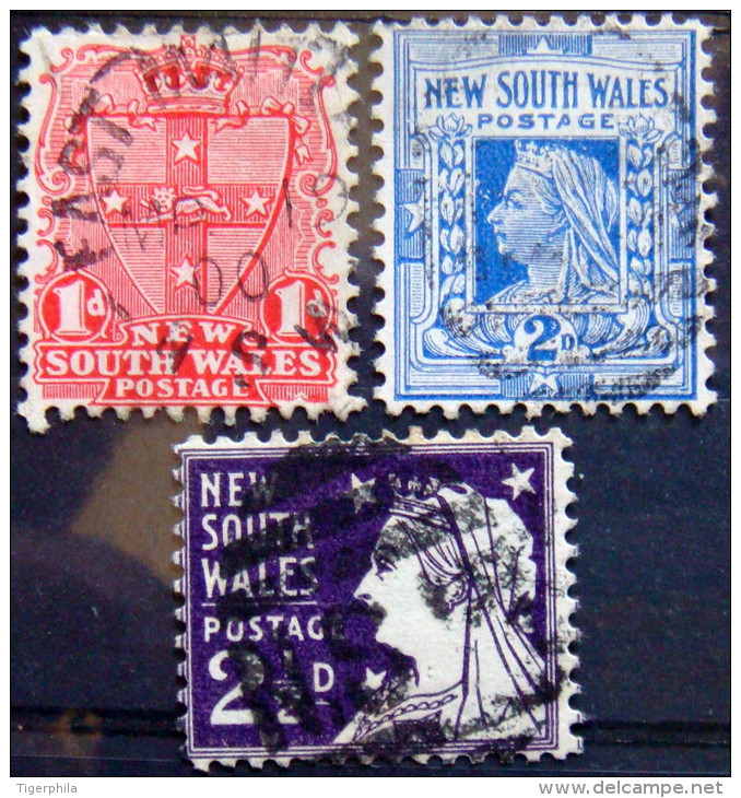 NEW SOUTH WALES 1897 Queen Victoria COMPLETE SET USED Scott98-100 CV$5 Watermark : 55 - Usados