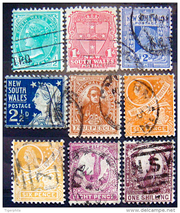 NEW SOUTH WALES 1905 Set Of 9 USED Scott109-115,118 CV$40 Watermark : 12 - Used Stamps