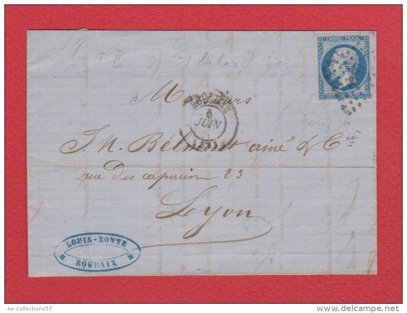 Lettre   //  De Roubaix //  Pour Lyon  //  6 Juin 1861 // - 1849-1876: Période Classique