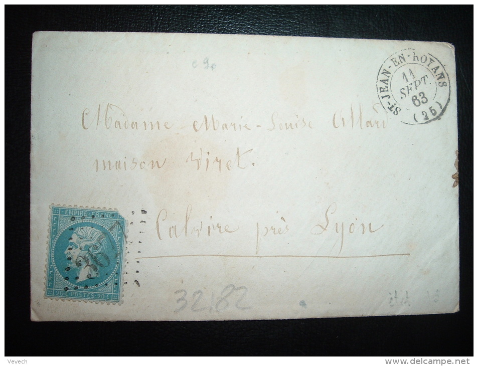 LETTRE MIGNONNETTE TP NAPOLEON DENTELE 20C OBL. GC 3677 + 11 SEPT 63 ST JEAN EN ROYANS (25) (26 DROME) ADRIEN DE L'INREN - 1849-1876: Periodo Classico