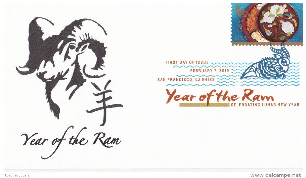 Lunar New Year/Year Of The Ram FDC With DCP Cancellation, From Toad Hall Covers - 2011-...