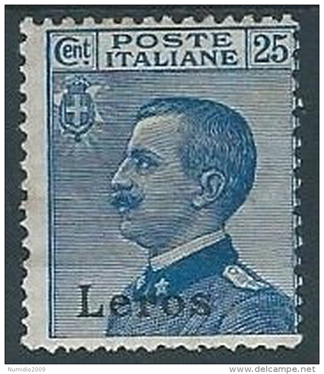 1912 EGEO LERO EFFIGIE 25 CENT MH * - W084-2 - Ägäis (Lero)