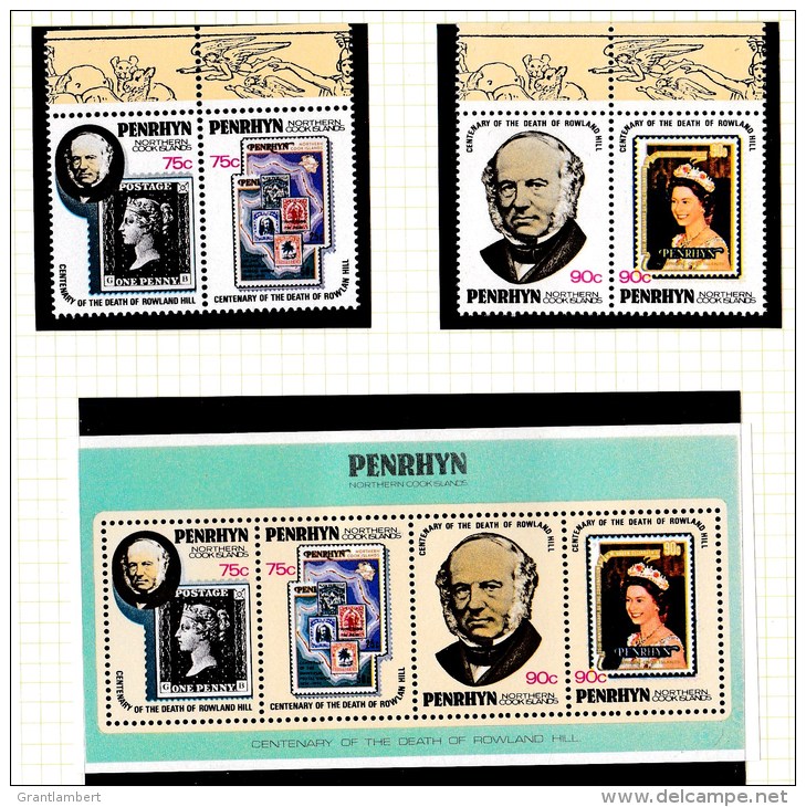 Penrhyn 1979 Rowland Hill Centenary Set + Minisheet MNH - Penrhyn