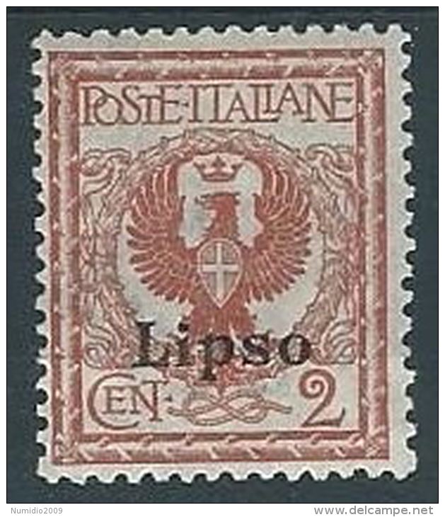 1912 EGEO LIPSO AQUILA 2 CENT MH * - W086-2 - Egée (Lipso)