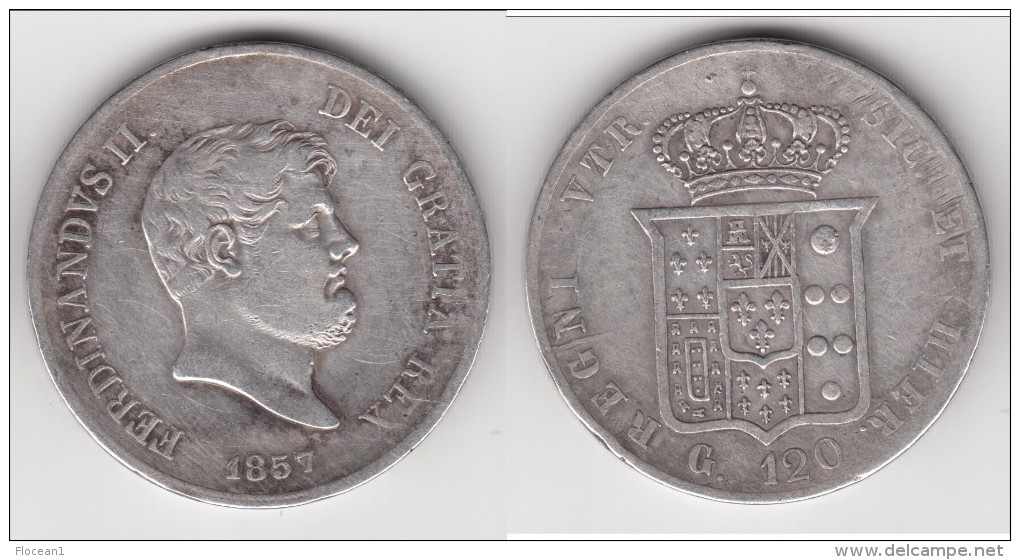 ** ITALIE - NAPLES SICILE - ITALIA NAPOLI SICILIA - 120 GRANA 1857 FERDINANDO II - ARGENT - SILVER ** ACHAT IMMEDIAT !!! - Naples & Sicile