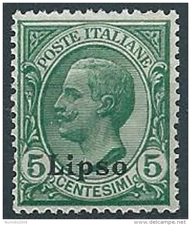 1912 EGEO LIPSO EFFIGIE 5 CENT MNH ** - W087-4 - Egée (Lero)