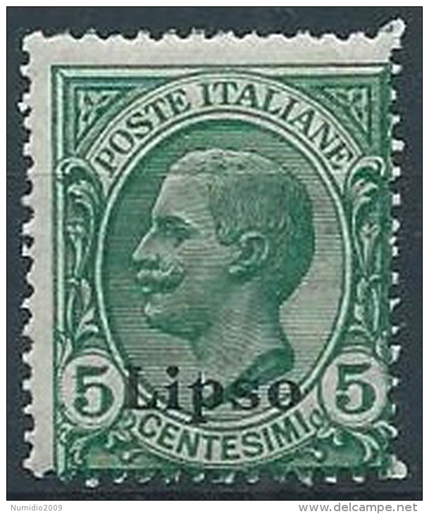 1912 EGEO LIPSO EFFIGIE 5 CENT MNH ** - W087-7 - Egée (Lero)