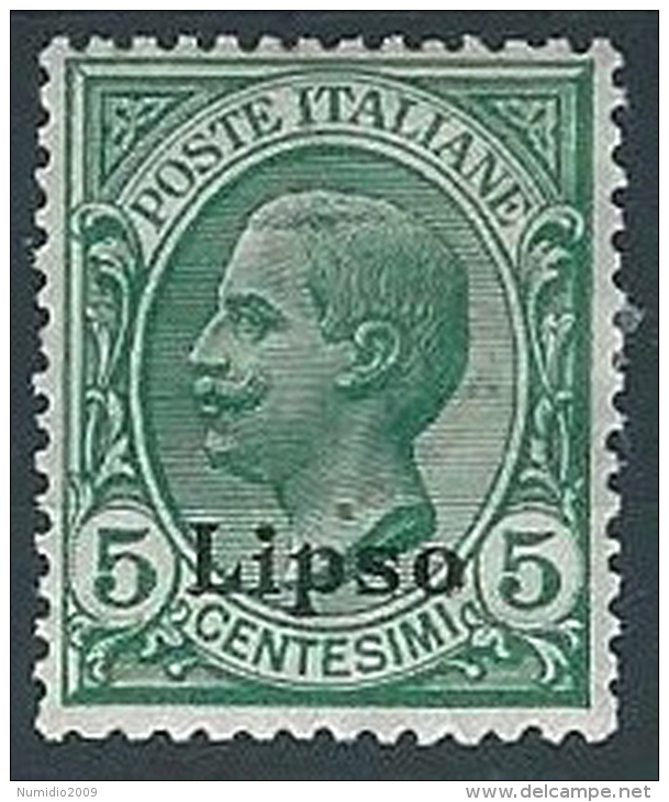 1912 EGEO LIPSO EFFIGIE 5 CENT MH * - W087 - Ägäis (Lipso)