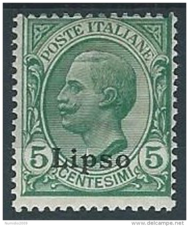 1912 EGEO LIPSO EFFIGIE 5 CENT MH * - W087-2 - Egée (Lipso)