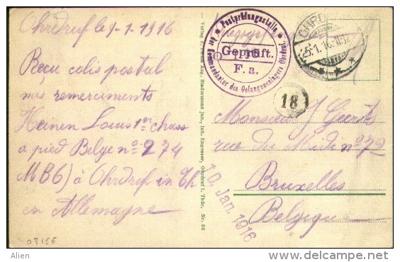 Prentkaart "Truppenübungsplatz Ohrdruf" Van Gefangenenlager Ohrdruf Naar België 1916 + Kampcensuur. - Krijgsgevangenen