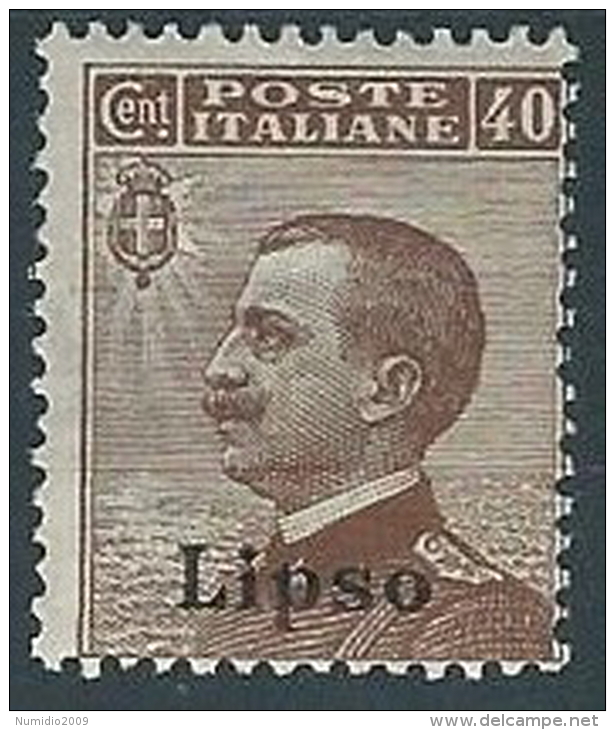 1912 EGEO LIPSO EFFIGIE 40 CENT MH * - W088 - Egée (Lipso)