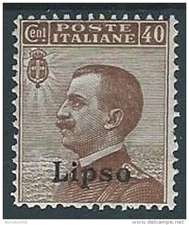 1912 EGEO LIPSO EFFIGIE 40 CENT MH * - W088-2 - Aegean (Lipso)