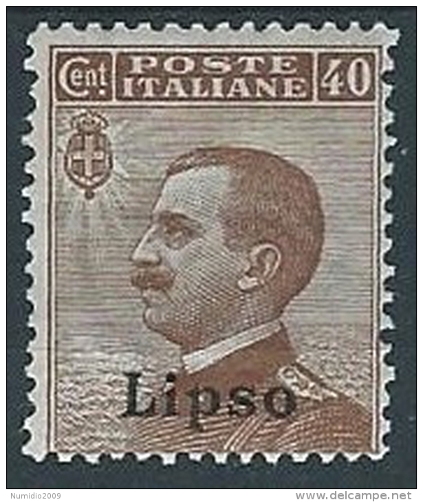 1912 EGEO LIPSO EFFIGIE 40 CENT MH * - W088-3 - Egée (Lipso)
