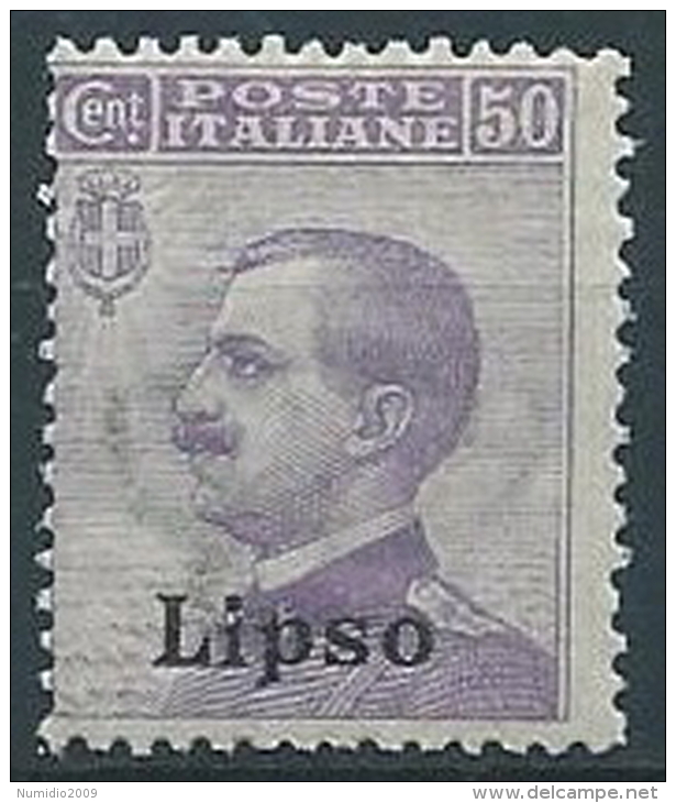 1912 EGEO LIPSO EFFIGIE 50 CENT MNH ** - W089-5 - Ägäis (Lipso)