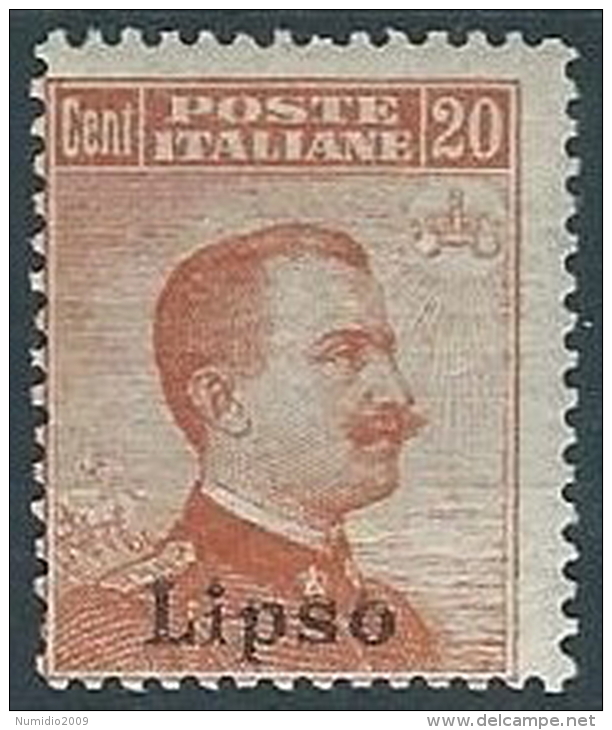 1917 EGEO LIPSO EFFIGIE 20 CENT MH * - W089 - Egée (Lipso)