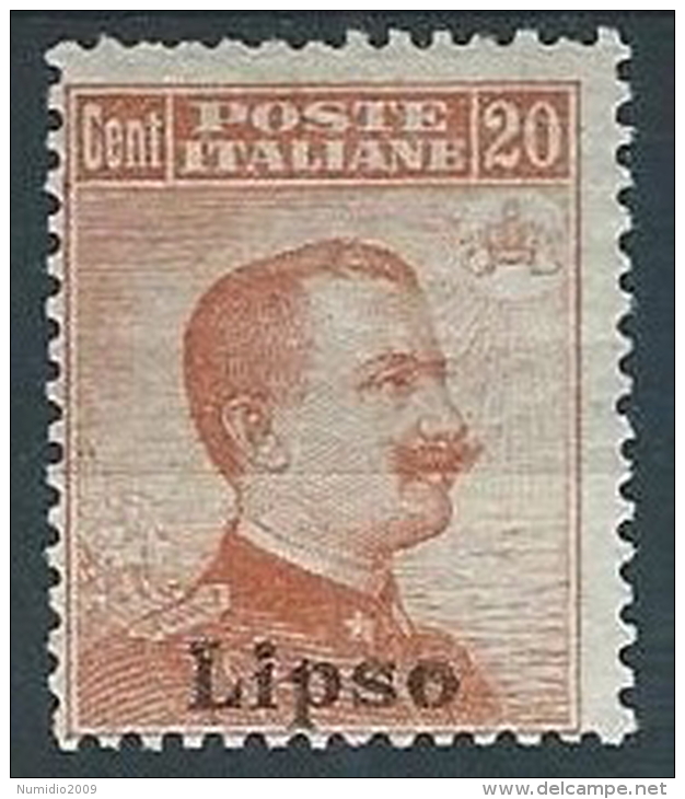 1917 EGEO LIPSO EFFIGIE 20 CENT MH * - W090 - Aegean (Lipso)