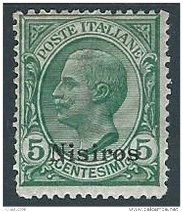 1912 EGEO NISIRO EFFIGIE 5 CENT MH * - W091-2 - Egeo (Nisiro)