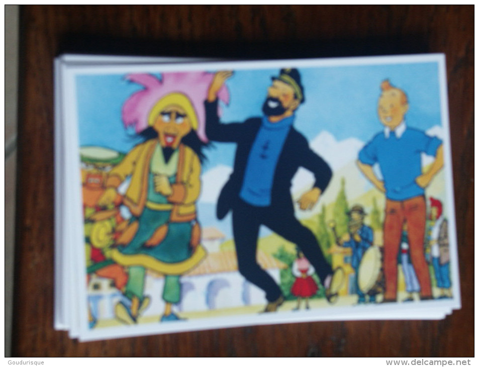 TINTIN Reproduction  CARTE POSTALE  HADDOCK DANSE AVEC DES INCAS  HERGE - Tintin