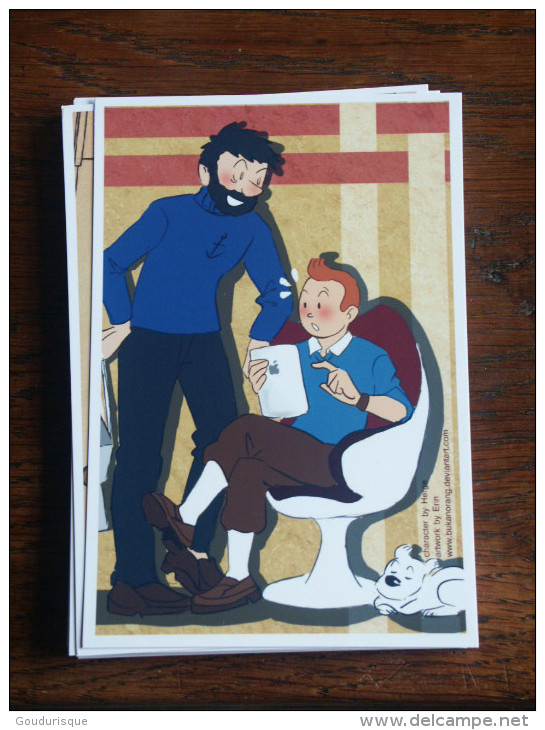 TINTIN Reproduction  CARTE POSTALE TINTIN ASSIS DEVANT HADDOCK  HERGE - Tintin