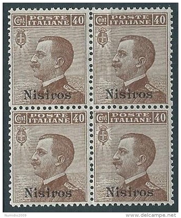 1912 EGEO NISIRO EFFIGIE 40 CENT QUARTINA MNH ** - W092-2 - Aegean (Nisiro)